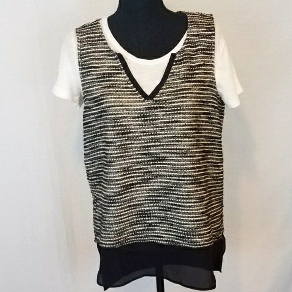 Sanctuary Sleeveless Top. Sheer Trim Hem. …